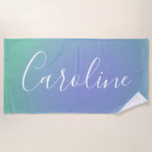 レトロ緑グラデーション |スクパーソナライズされたリプト名 ビーチタオル (正面)