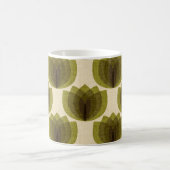 レトロ緑色のチューリップの花 コーヒーマグカップ (中央)