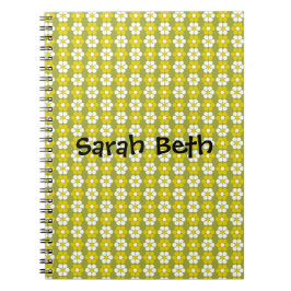 レトロ緑花模様パーソナライズされた ノートブック