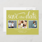 レトロ緑 | セーブ・ザ・デート案内 案内ポストカード (正面/裏面)