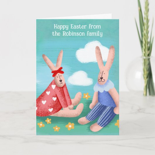 レトロ編集可能なメッセージでイースターカードを探す シーズンカード (正面)