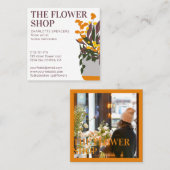 レトロ編集可能フローライラストレーションフロリスト スクエア名刺 (正面/裏面)