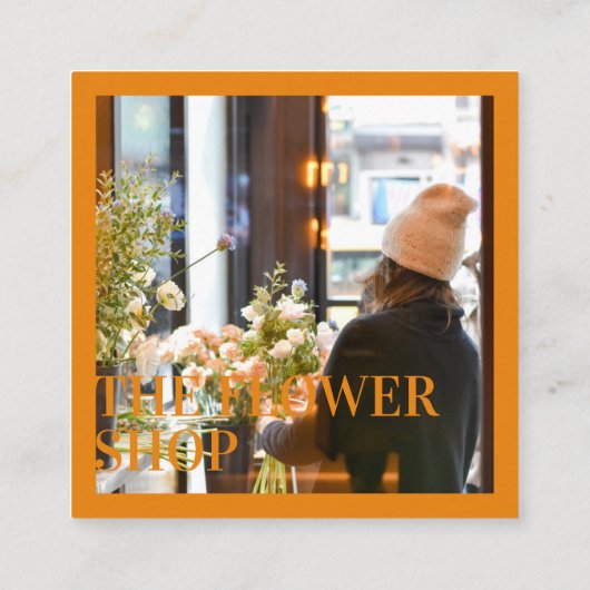 レトロ編集可能フローライラストレーションフロリスト スクエア名刺 (裏面)