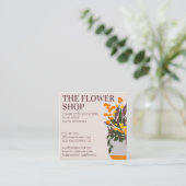 レトロ編集可能フローライラストレーション赤面正方形 スクエア名刺 (スタンド正面)