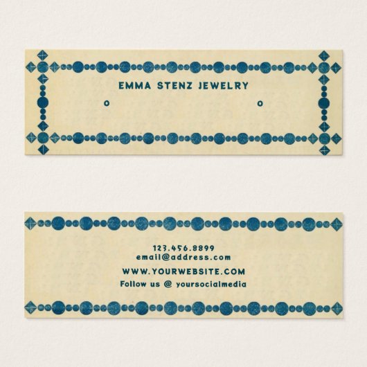 レトロ縁ど宝石・イヤリングバスケスタッド表示カード (正面&裏面)