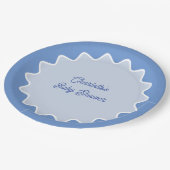 レトロ縁ど波形ブルーカーブベビーシャワー ペーパープレート (アングル)