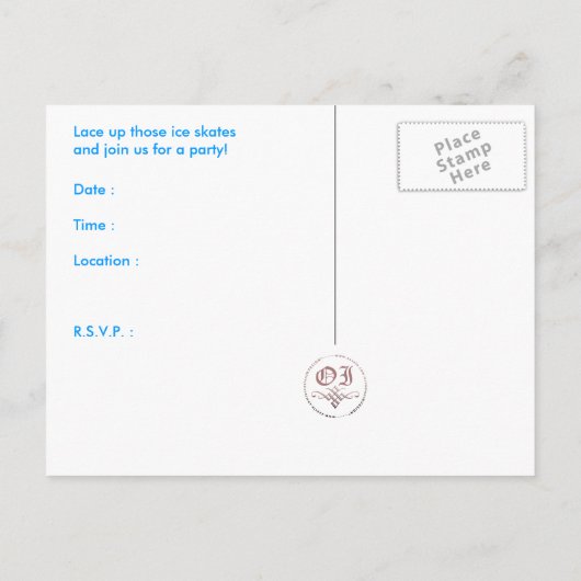 レトロ縞で飾ります: アイススケートのパーティの招待状 インビテーションポストカード (裏面)