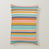 レトロ縦オレンジブルーとイエローピンクストライプ色 アクセントクッション (裏面(縦))
