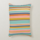レトロ縦オレンジブルーとイエローピンクストライプ色 アクセントクッション (正面(垂直))