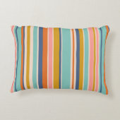 レトロ縦オレンジブルーとイエローピンクストライプ色 アクセントクッション (裏面)