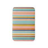 レトロ縦オレンジブルーとイエローピンクストライプ色 バスマット (正面縦)