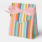 レトロ縦オレンジブルーとイエローピンクストライプ色 フェイバーボックス (正面サイド)