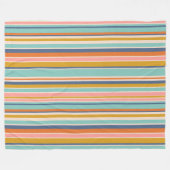 レトロ縦オレンジブルーとイエローピンクストライプ色 フリースブランケット (正面(横))