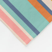 レトロ縦オレンジブルーとイエローピンクストライプ色 フリースブランケット (角)