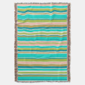 レトロ縦ピンクターコイズと桃ストライプ色 スローブランケット (正面縦)