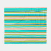 レトロ縦ピンクターコイズと桃ストライプ色 フリースブランケット (正面(横))