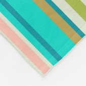 レトロ縦ピンクターコイズと桃ストライプ色 フリースブランケット (角)