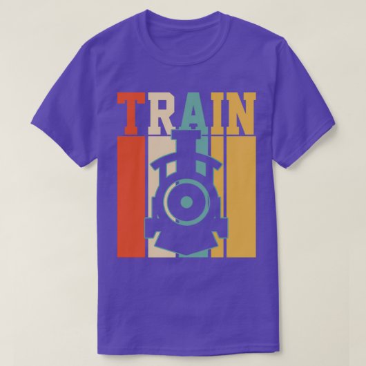 レトロ縦型列車機関鉄道 Tシャツ (デザイン正面)