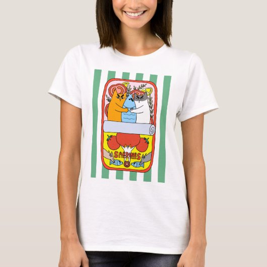 レトロ缶詰めネコ Tシャツ (正面)