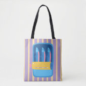 レトロ缶詰イラスト ストライプ トートバッグ (正面)