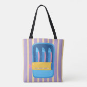レトロ缶詰イラスト ストライプ トートバッグ (裏面)