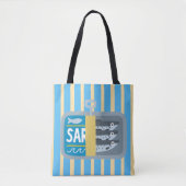 レトロ缶詰イラスト ストライプ トートバッグ (正面)