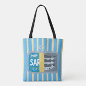 レトロ缶詰イラスト ストライプ トートバッグ (裏面)