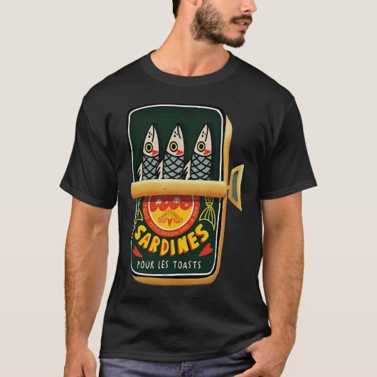 レトロ缶詰サバのイラスト Tシャツ (正面)