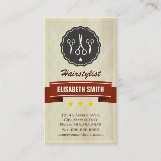 レトロ美しいサロン-美容師 名刺 (正面)