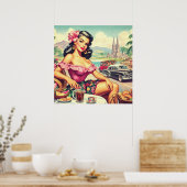 レトロ美しいヒスパニックガール ポスター (キッチン)