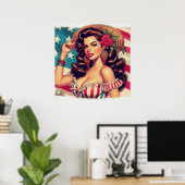 レトロ美しい女絵画性 ポスター (ホームオフィス)