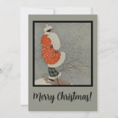 レトロ美しい赤い女性ブラックフレームクリスマス シーズンカード (正面)