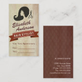 レトロ美しい – ヘアサロンスタイリストアポイントメント 予約カード (正面/裏面)