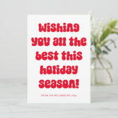 レトロ美学パーソナライズされたフェスティバルレッドクリスマス シーズンカード (スタンド正面)