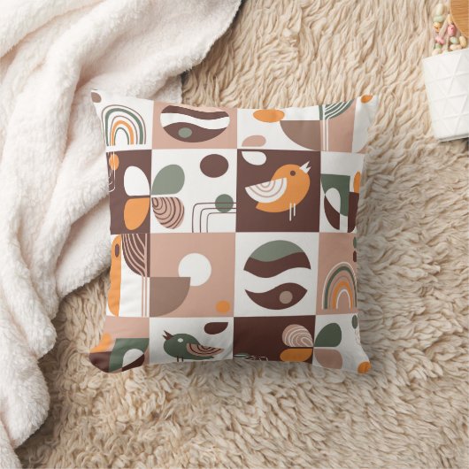 レトロ美学幾何学的パターン抽象芸術 クッション (ブランケット)