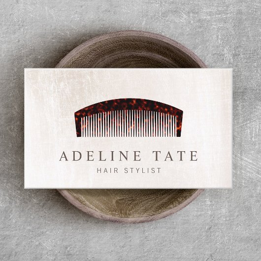 レトロ美容師トルトースシェルコーム 名刺