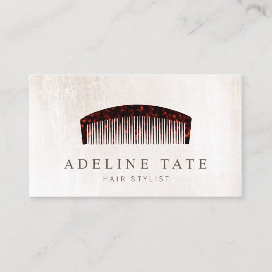 レトロ美容師トルトースシェルコーム 名刺 (正面)