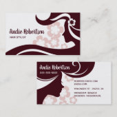 レトロ美容師ブラウンアンドホワイト 名刺 (正面/裏面)