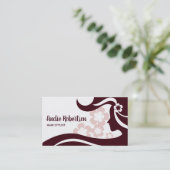 レトロ美容師ブラウンアンドホワイト 名刺 (スタンド正面)