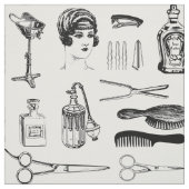 レトロ美容師美しいヴィンテージ理容師 ファブリック (見本)