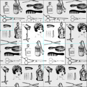 レトロ美容師美しいヴィンテージ理容師 ファブリック (タイル)