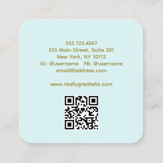 レトロ美容師、はさみQRコード スクエア名刺 (裏面)