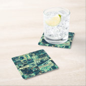 レトロ美的タイプライターコラージュカスタム引用文 スクエアペーパーコースター (インサイチュ)