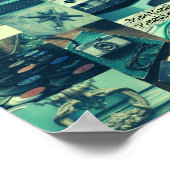 レトロ美的ムードボードフォトコラージュ引用文 ポスター (角)