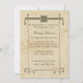 レトロ羽毛バナーテーマ卒業発表 招待状