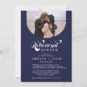 レトロ脚本ネイビーブルーリハーサル夕食会 招待状 (正面)