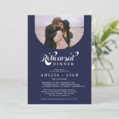 レトロ脚本ネイビーブルーリハーサル夕食会 招待状 (スタンド正面)