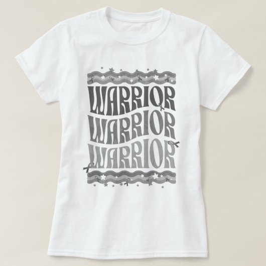レトロ脳腫瘍戦士グレーリボン認識度 Tシャツ (デザイン正面)