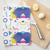 レトロ膜幾何学模様 キッチンタオル (四つ折り)