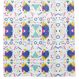 レトロ膜幾何学模様 シャワーカーテン